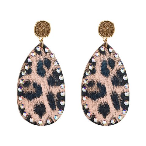 Creative Leather Double-sided Leopard Print Earrings