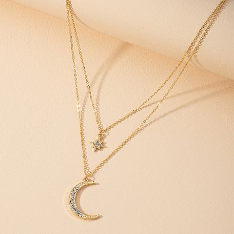 New Fashion Double-layer Star Moon Necklace