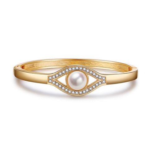 Einfaches Auge Perle Diamant Armband