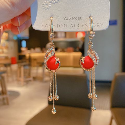 Simple Fashion Long Red Pearl Earrings