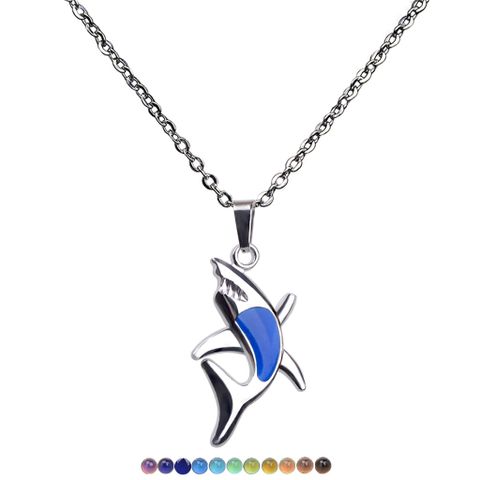 Fashion Temperature-sensing Color Changing Shark Pendant Stainless Steel Necklace