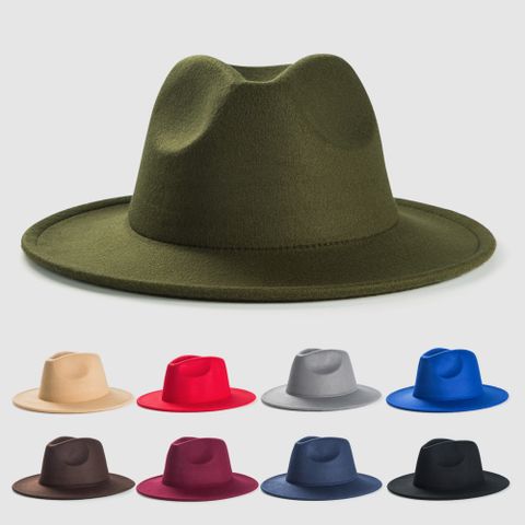 Grenz Überschreitend Exklusiv Für Britische Retro-woll Hüte Für Herren-und Damen Hüte, Einfarbige Licht Tafeln, Filzhüte, Einfache Jazzhüte Mit Großer Traufe