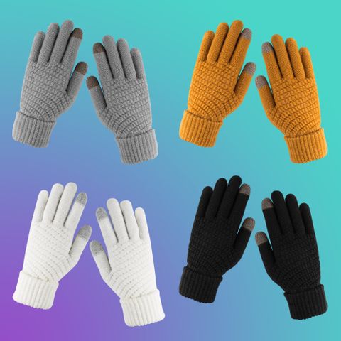 Guantes De Lana De Estilo Coreano Para Mujer, Guantes De Punto De Otoño E Invierno, Guantes De Punto Para Hombres, Ciervos, Pantalla Táctil Jacquard, Abrigados, Gruesos, Para Montar Al Aire Libre, Grano De Arroz