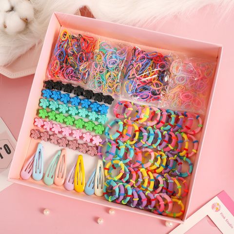 Simple Hair Clip Head Rope Gift Box Set Children's Baby Small Flower Clip Hair Rope Rubber Band Hair Accessories