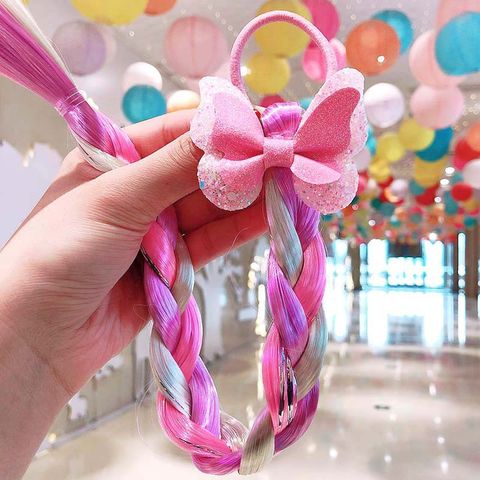 Children's Cartoon Unicorn Color Bowknot Wig Hair Rope Girls Twist Braid Hair Rope