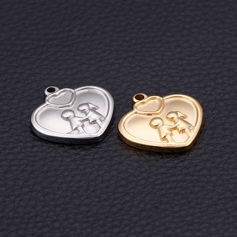European And American New Couple Heart-shaped Accessories Japanese And Korean Creative Cute Love Boys And Girls Titanium Steel Diy Accessories Wholesale