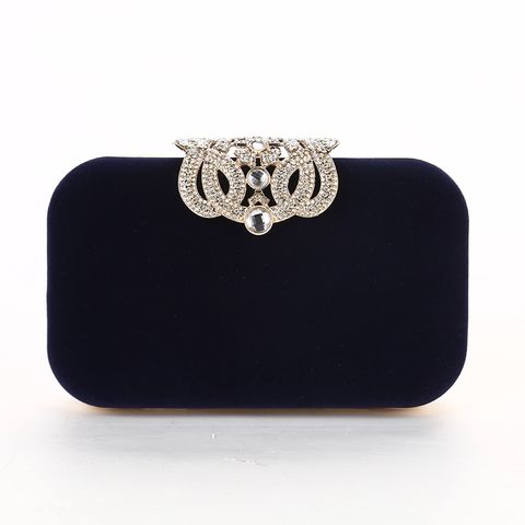 Retro Crown Diamond Diamond-studded Suede Evening Bag