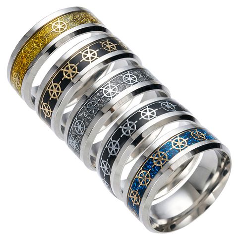 Cross-border Mediterranean Navy Style Rudder Stainless Steel Ring Yiwu 10 Yuan Small Merchandise Wholesale Market Factory Direct Sales