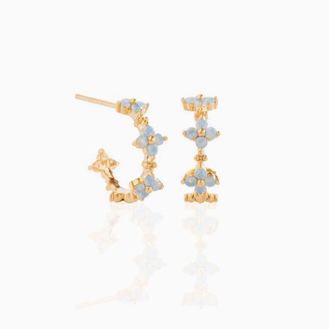 Blau Blühende Ohrringe Im Ins-stil, 18 Karat, Echtes Gold, Blumen Ohrringe, Grenz Überschreitende Koreanische Schmuck Ohrringe