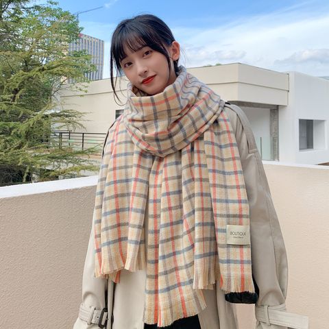 Short Beard Striped Scarf Korean Version Of The Double-sided Fashion Thickening Warm Long Shawl Student Bib