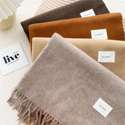 Pure Color Scarf Winter Student Korean Fashion Thick Warm Dual-use Shawl Cute Imitation Cashmere Scarf