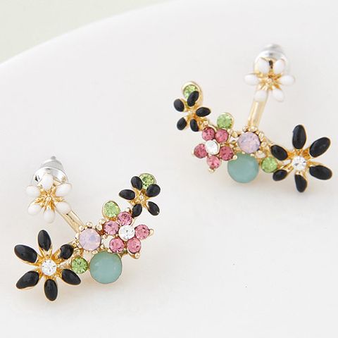 Korean Fashion Diamond-studded Flower Personality Stud Earrings