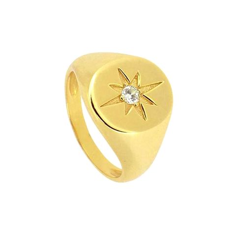 Fashion 18k Gold Plated Heart Diamond Copper Ring Fashion Retro Gold Ring Female Wholesale