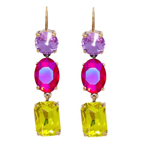 European And American Fashion Alloy Diamond-studded Geometric Color Personality Earrings