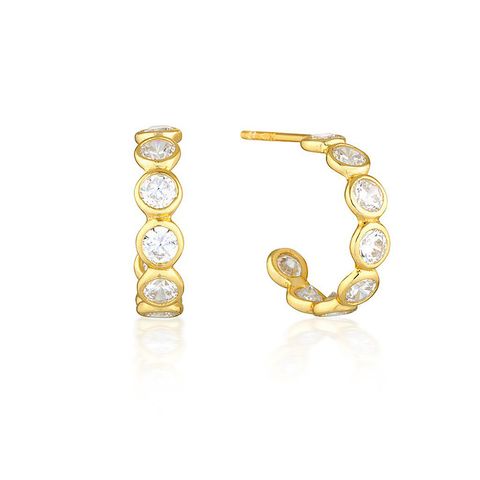 Cross-border Sterling Silver Needle Inlaid Round Zircon Stud Earrings Women's Simple All-match C- Shaped Niche Elegant Earrings Cold Style