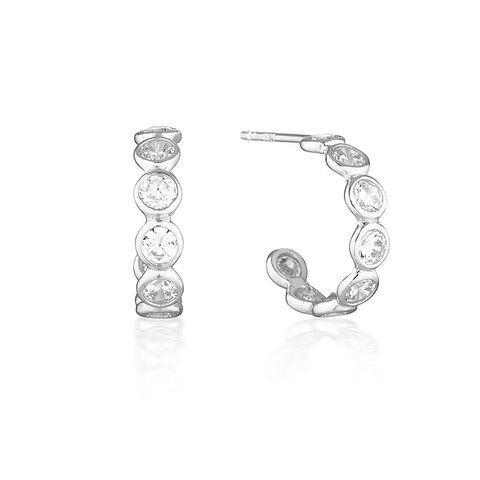 Cross-border Sterling Silver Needle Inlaid Round Zircon Stud Earrings Women's Simple All-match C- Shaped Niche Elegant Earrings Cold Style