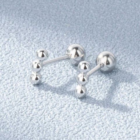 European And American Piercing Earrings Single Row Round Bead Earrings Cartilage Screw Perforated Earrings