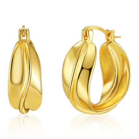 1 Pair Lady Geometric Gold Plated Copper No Inlaid Hoop Earrings