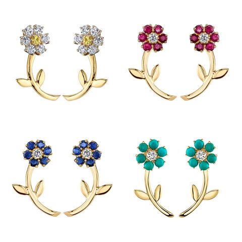 All-match Color Flower Earrings Simple Design European And American Flower Earrings