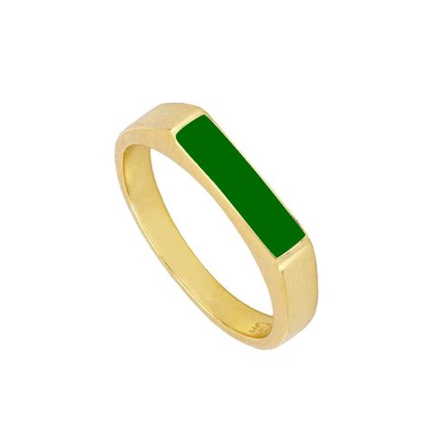 European And American Retro Ins Style Multi-color Epoxy Personality Geometry Copper Ring Online Influencer Fashion 18k Gold Plating Index Finger Ring For Women