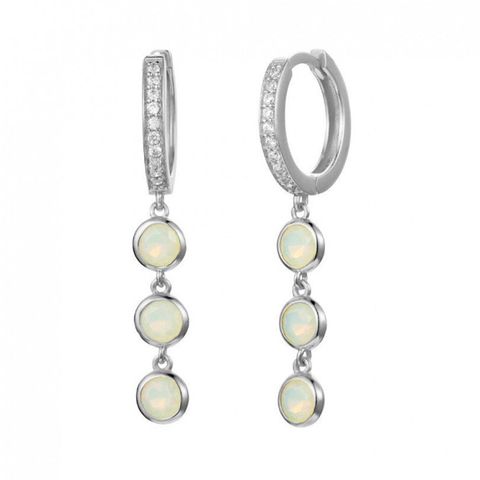 Europe And America Cross Border Sterling Silver Needle Chain Opal Pendant Ear Ring Elegant Simple Ins Style Opal Ear Clip Earrings