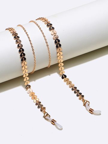Handmade Chain Metal Glasses Rope Golden Peach Heart Pendant Glasses Chain Mask Chain