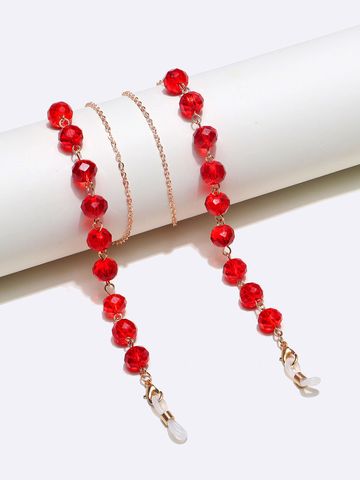 Big Red Round Crystal Glasses Chain Personality Fashion Glasses Rope Lanyard Glasses Accessories Wholesale