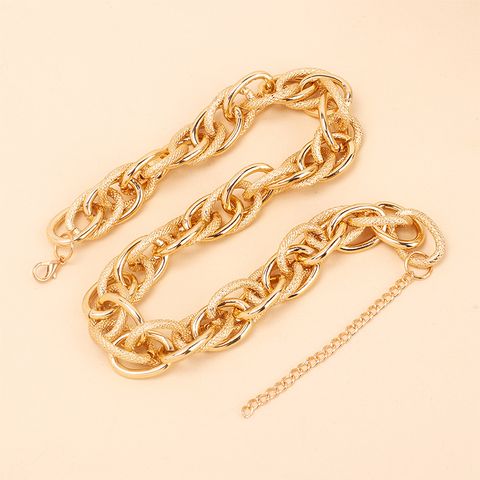 Personalized Golden Exaggerated Aluminum Chain Choker Necklace Bracelet Combination Set Wholesale