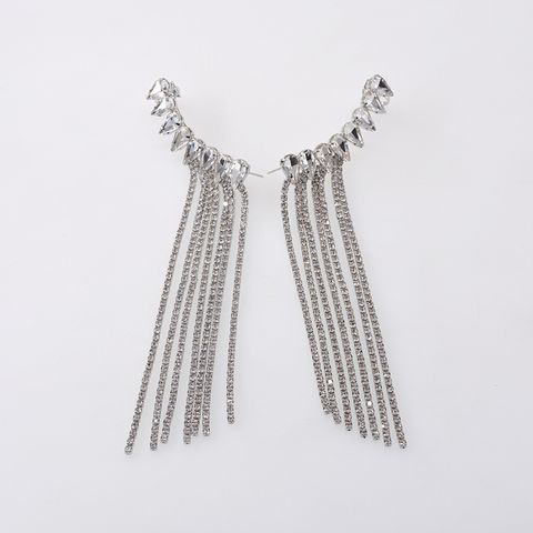 European And American Exaggerated Zircon Tassel Earrings Female Earrings Jewelry Wholesale