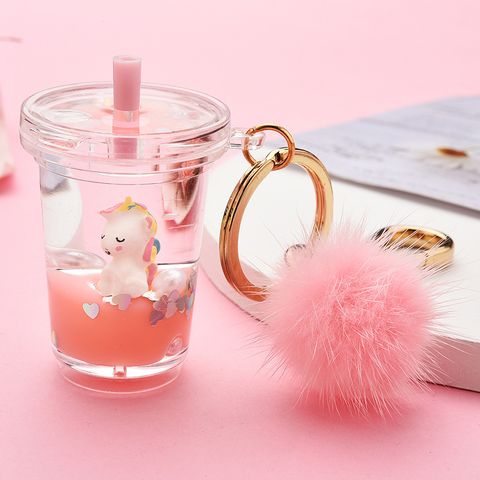 Cartoon Unicorn Milk Tea Bottle Acrylic Keychain Wholesale Nihaojewelry