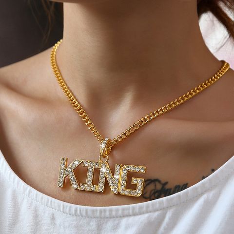 European And American Hip Hop King Letter Necklace Fashion Diamond Pendant Necklace