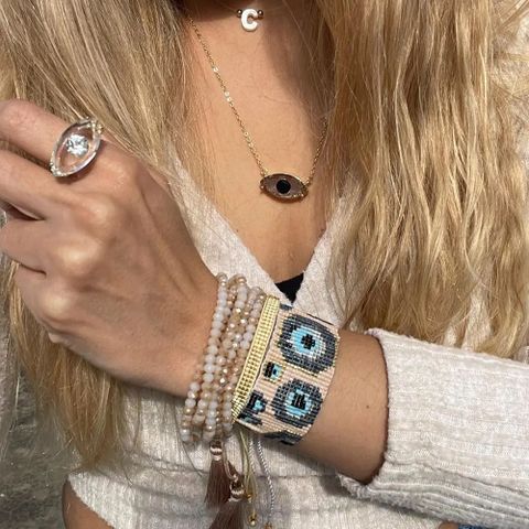 Cross-border New Arrival Ins European And American Internet Hot Set Hand Jewelry Miyuki Bead Woven Devil's Eye Bracelet
