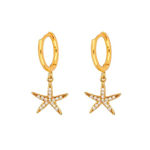 European And American Cross-border Fashion Design Island Style Earrings Inlaid Zircon Starfish Earrings
