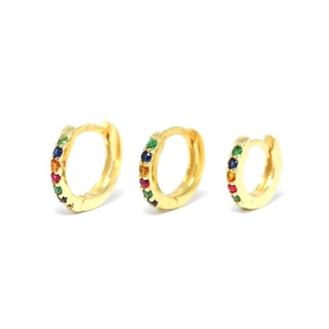 European And American Single Row Colorful Zircon Earrings Trendy Simple Geometric Fashion Diamond Earrings