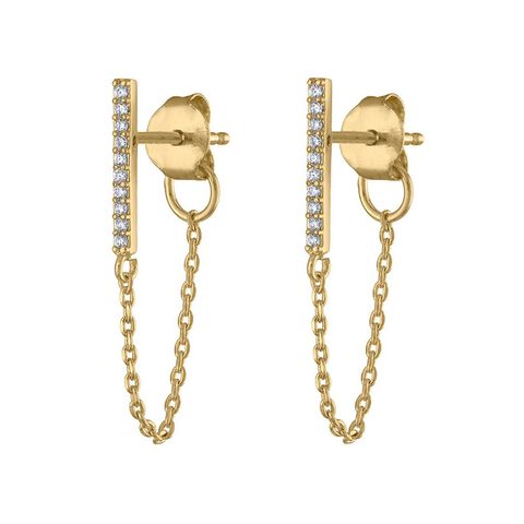 Diamond Tassel Earrings Fashion Chain Back Hanging Earrings