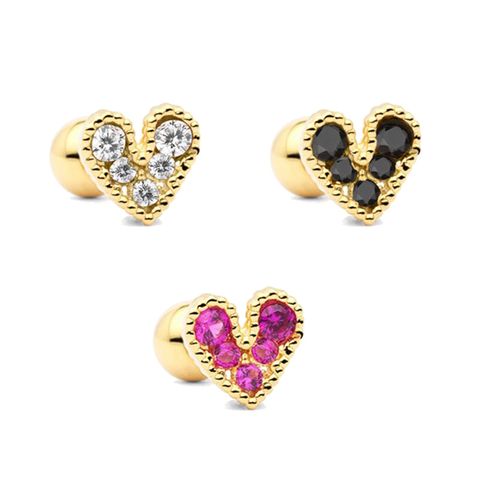 Minimalist Geometric Heart Diamond Earrings Heart Earrings