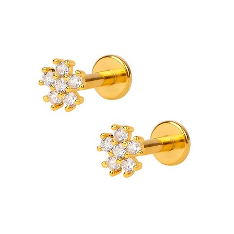 Korean Diamond Snowflake Screw Earrings Minimalist Fashion Earrings