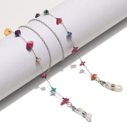 Colorful Mixed Color Natural Stone Stainless Steel Mask Chain Glasses Cord Not Easy To Fade Lanyard Eyeglasses Chain