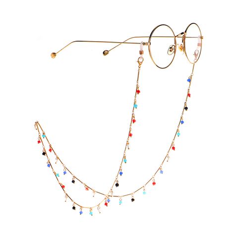 Cross-border Fashion Simple Colorful Crystal Handmade Chain Glasses Rope Anti-lost Metal Glasses Chain