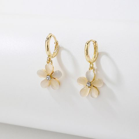 Sweet Rhinestone Opal Flower Earrings European And American Fashion Small Simple And Elegant Earrings