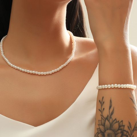 Hand-woven Pearl Bracelet Necklace Set Creative Personality Simple Pendant Jewelry