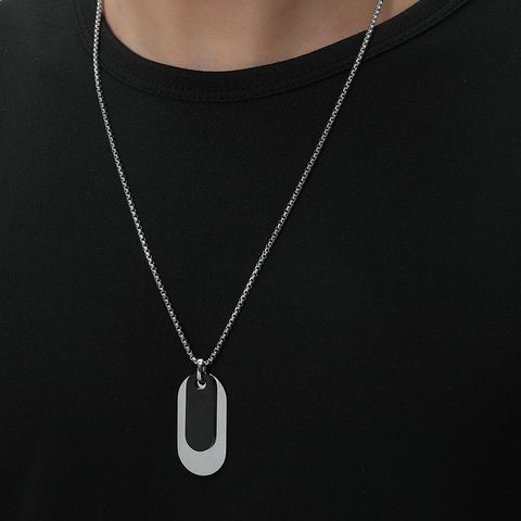 Simple Style Stainless Steel Titanium Steel Plating Men's Necklace