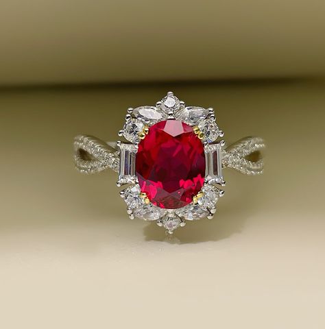 Fashion Synthetic Ruby Ring Inlaid Seiko Simple Opening Colored Gems Female Copper Ring