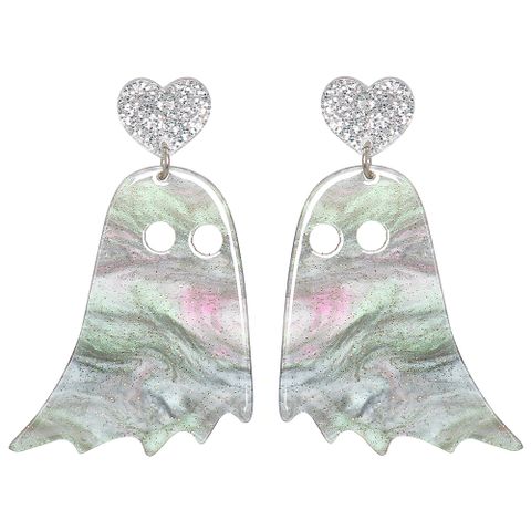 55726 Acrylic Colorful Ghost Earrings European And American Exaggerated Halloween Ghost Earrings Personality Female Ear Rings