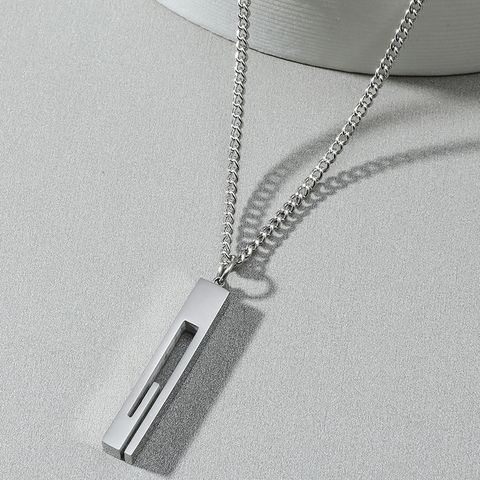 New Simple Stainless Steel Back-shaped Pillar Pendant Couple Sweater Chain