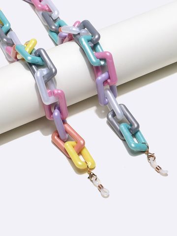 Factory Export Rectangular Acrylic Beads Bright Mixed Color Concave Shape Mask Chain Eyeglasses Chain