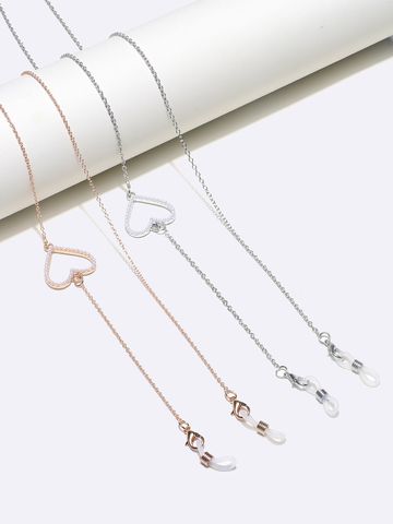 Non-slip Accessories Metal Glasses Cord Gold And Silver Peach Heart Rhinestone Pendant Eyeglasses Chain Fashion Manufacturers Cross-border