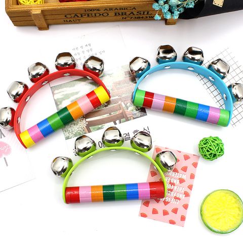 Wholesale Wooden Children's Educational Toys Color Handbell Semicircle Handbell