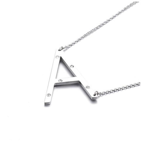 26 English Letter Pendant Diamond Stainless Steel Necklace