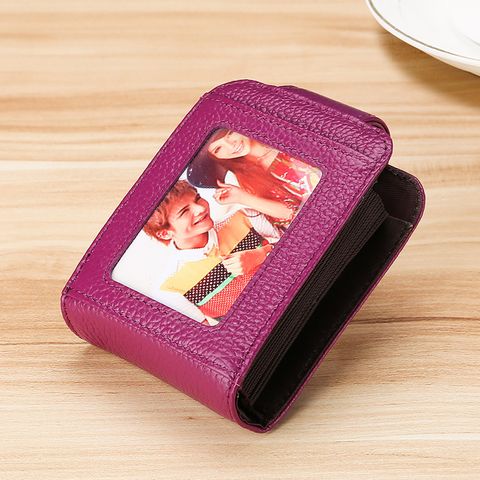 Cross-border Supply Genuine Leather Women's Multi-card Expanding Card Holder Rfid Card Clamp Customized Logo For Advertising Gifts Credit Card Cover